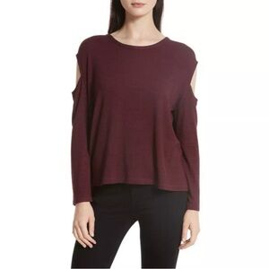 NWOT RAG&BONE/JEAN Burgundy Slash Long-Sleeve Cold Shoulder Top